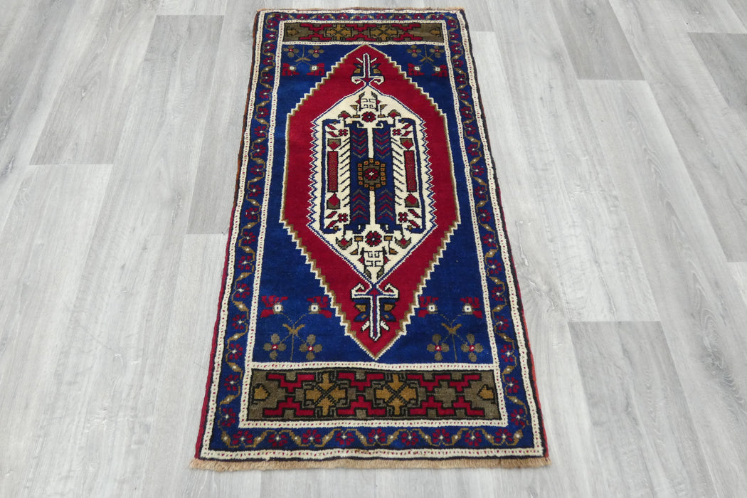 Vintage Turkish Anatolian Tribal Rug  Size: 130 x 62cm- Rugs direct 