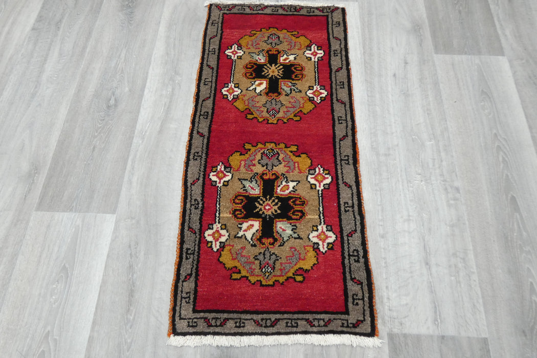 Vintage Turkish Anatolian Tribal Rug  Size: 90 x 43cm- Rugs Direct 