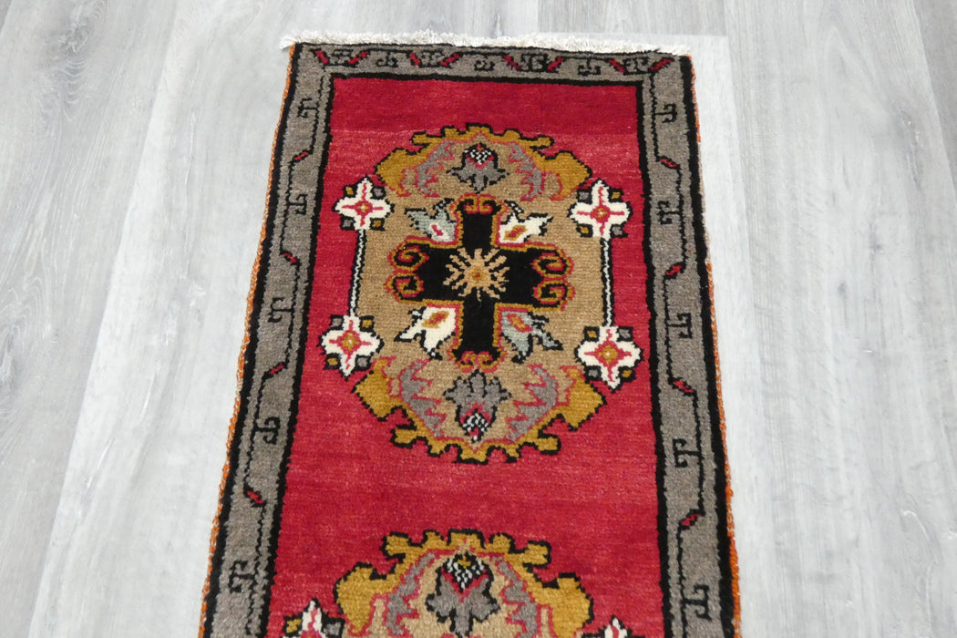Vintage Turkish Anatolian Tribal Rug  Size: 90 x 43cm- Rugs Direct 