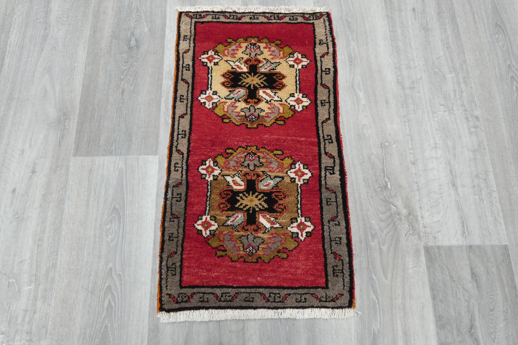 Vintage Turkish Anatolian Tribal Rug  Size: 75 x 42cm- Rugs Direct 