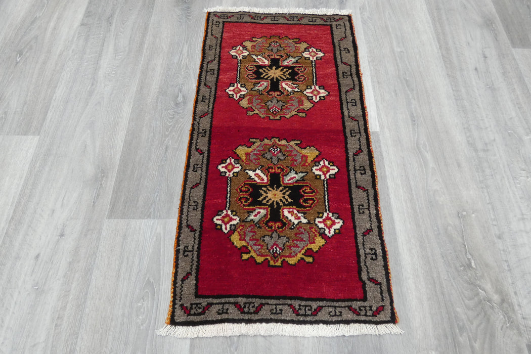 Vintage Turkish Anatolian Tribal Rug  Size: 80 x 43cm- Rugs Direct 