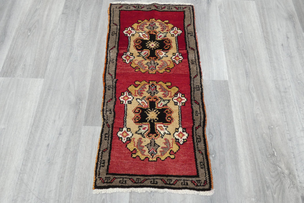 Vintage Turkish Anatolian Tribal Rug  Size: 87 x 44cm- Rugs Direct 