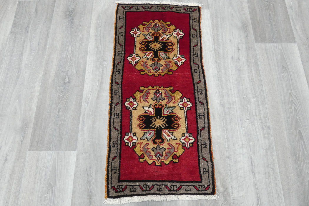 Vintage Turkish Anatolian Tribal Rug  Size: 90 x 43cm- Rugs Direct 