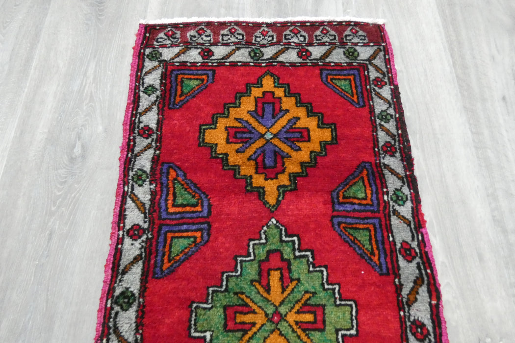 Vintage Turkish Anatolian Tribal Rug  Size: 105 x 50cm- Rugs Direct 