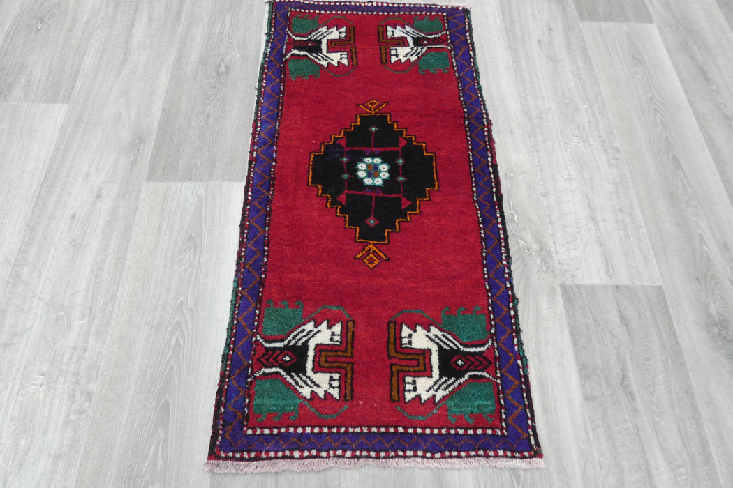 Vintage Turkish Anatolian Tribal Rug  Size: 106 x 52cm- Rugs Direct 