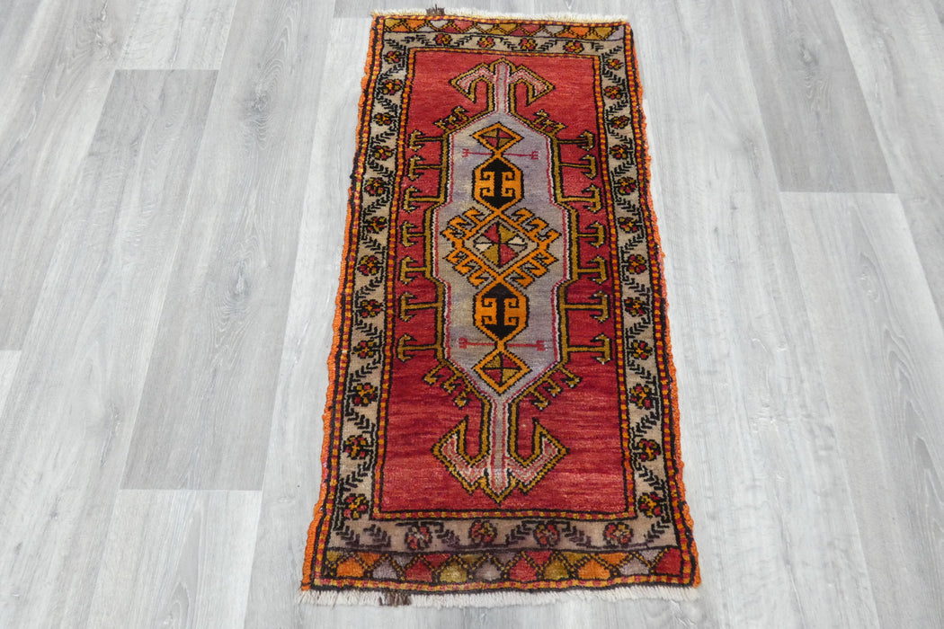 Vintage Turkish Anatolian Tribal Rug  Size: 104 x 52cm- Rugs Direct 