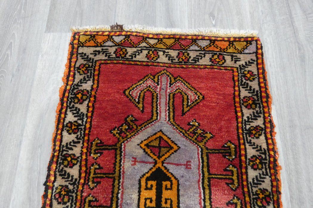 Vintage Turkish Anatolian Tribal Rug  Size: 104 x 52cm- Rugs Direct 