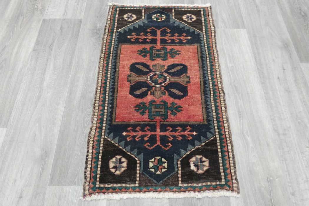 Vintage Hand Knotted Anatolian Turkish Rug Size: 90 x 52cm- Rugs Direct 