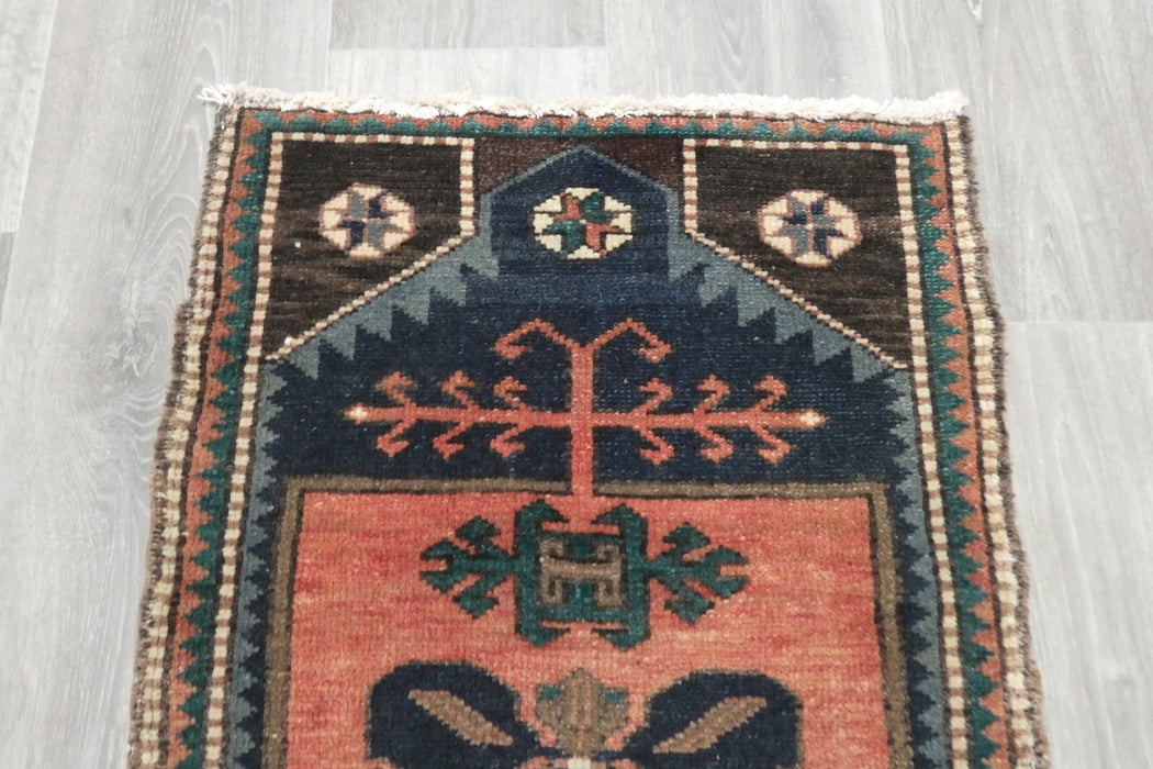 Vintage Hand Knotted Anatolian Turkish Rug Size: 90 x 52cm- Rugs Direct 