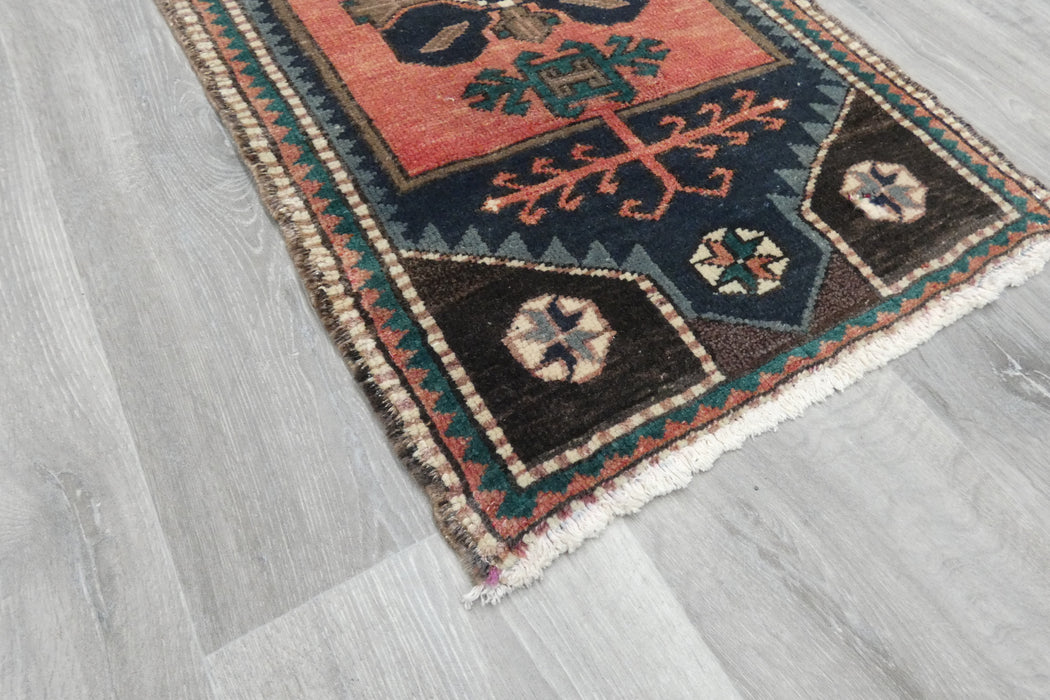 Vintage Hand Knotted Anatolian Turkish Rug Size: 90 x 52cm- Rugs Direct 