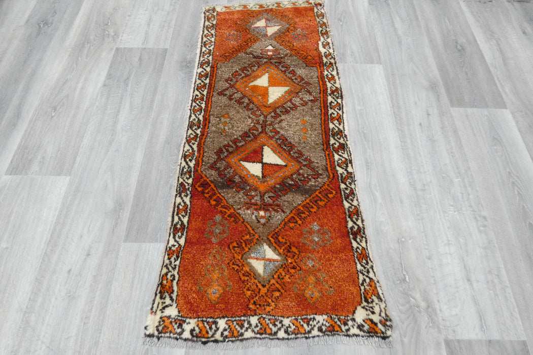 Vintage Hand Knotted Anatolian Turkish Rug Size: 130 x 54cm- Rugs Direct 