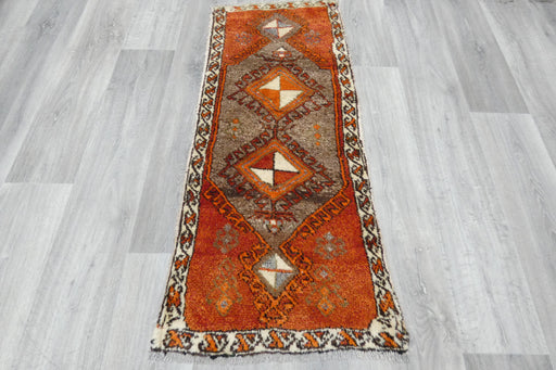 Vintage Hand Knotted Anatolian Turkish Rug Size: 130 x 54cm- Rugs Direct 