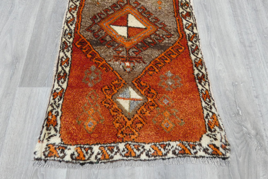 Vintage Hand Knotted Anatolian Turkish Rug Size: 130 x 54cm- Rugs Direct 