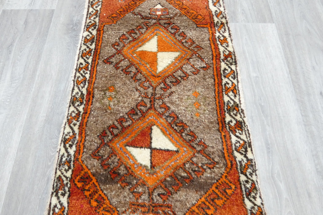 Vintage Hand Knotted Anatolian Turkish Rug Size: 130 x 54cm- Rugs Direct 