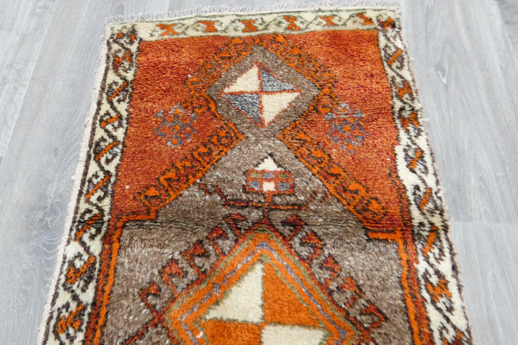 Vintage Hand Knotted Anatolian Turkish Rug Size: 130 x 54cm- Rugs Direct 