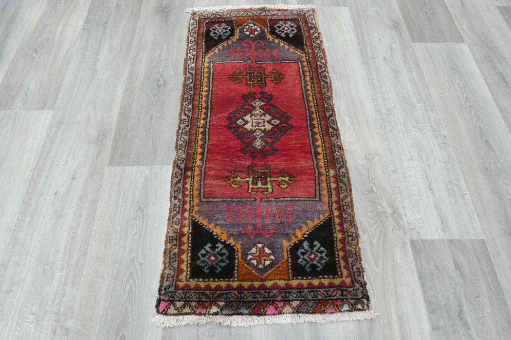 Vintage Hand Knotted Anatolian Turkish Rug Size: 110 x 50cm- Rugs Direct 