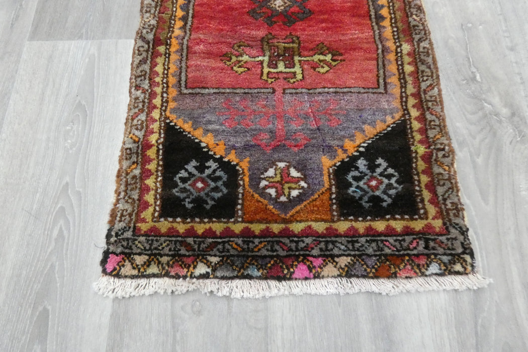 Vintage Hand Knotted Anatolian Turkish Rug Size: 110 x 50cm