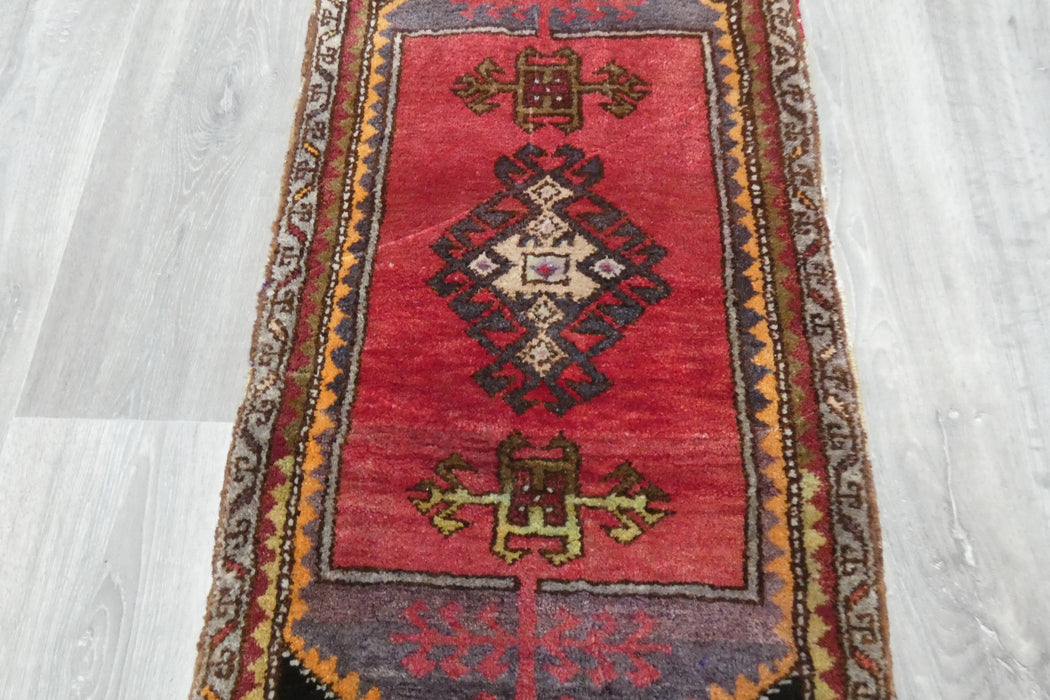 Vintage Hand Knotted Anatolian Turkish Rug Size: 110 x 50cm