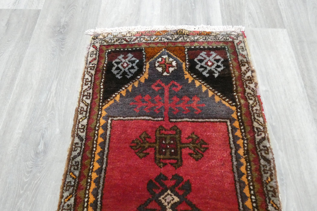 Vintage Hand Knotted Anatolian Turkish Rug Size: 110 x 50cm