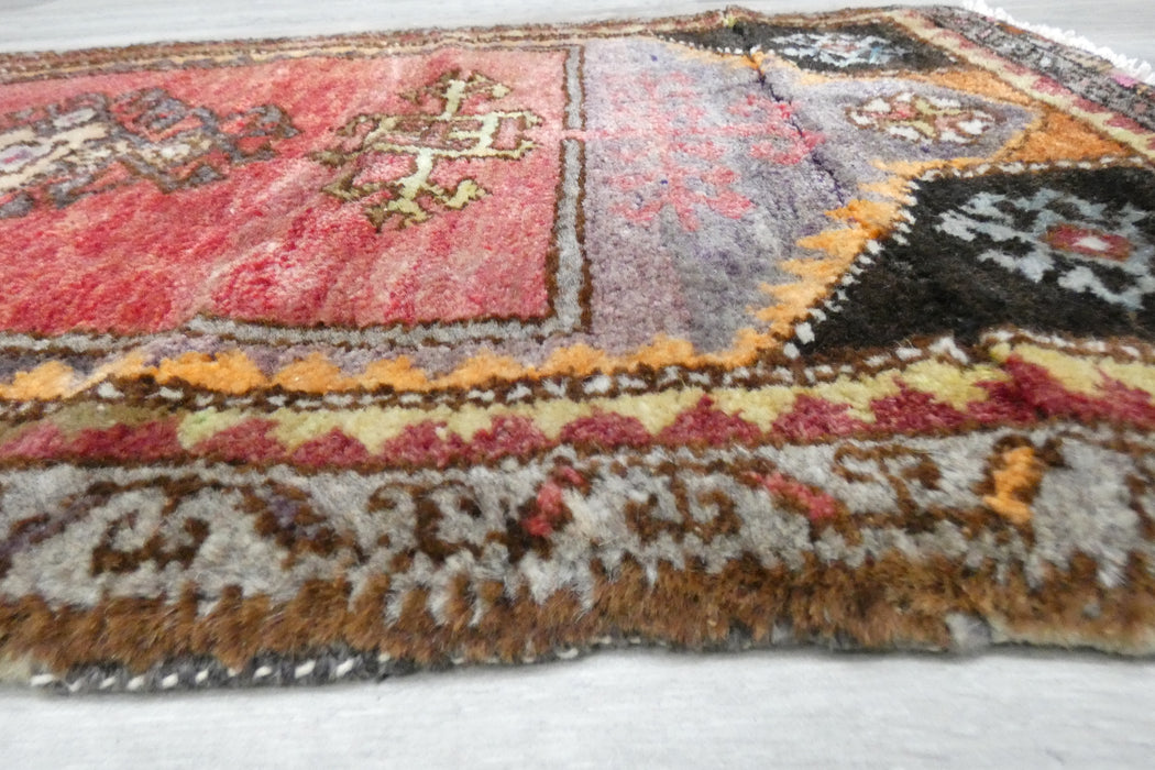 Vintage Hand Knotted Anatolian Turkish Rug Size: 110 x 50cm