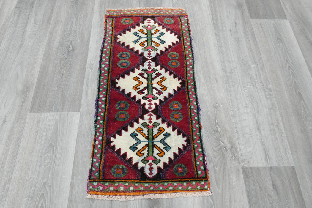 Vintage Hand Knotted Anatolian Turkish Rug Size: 86 x 42cm- Rugs Direct 
