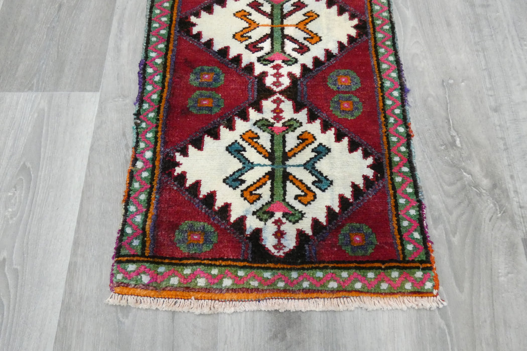 Vintage Hand Knotted Anatolian Turkish Rug Size: 86 x 42cm- Rugs Direct 