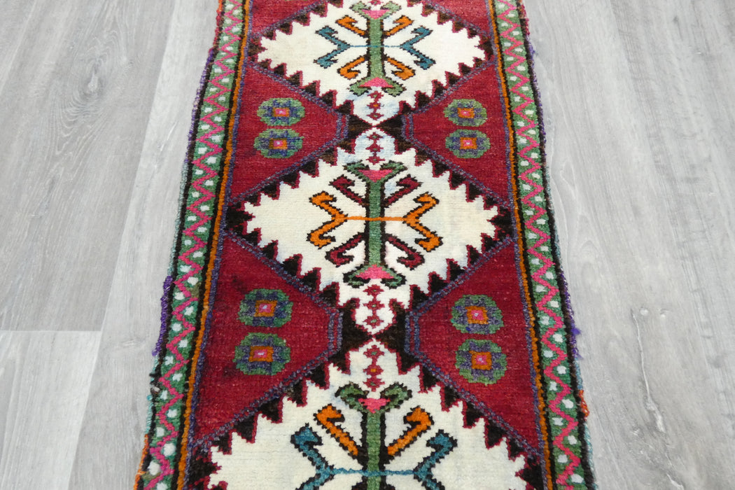 Vintage Hand Knotted Anatolian Turkish Rug Size: 86 x 42cm- Rugs Direct 