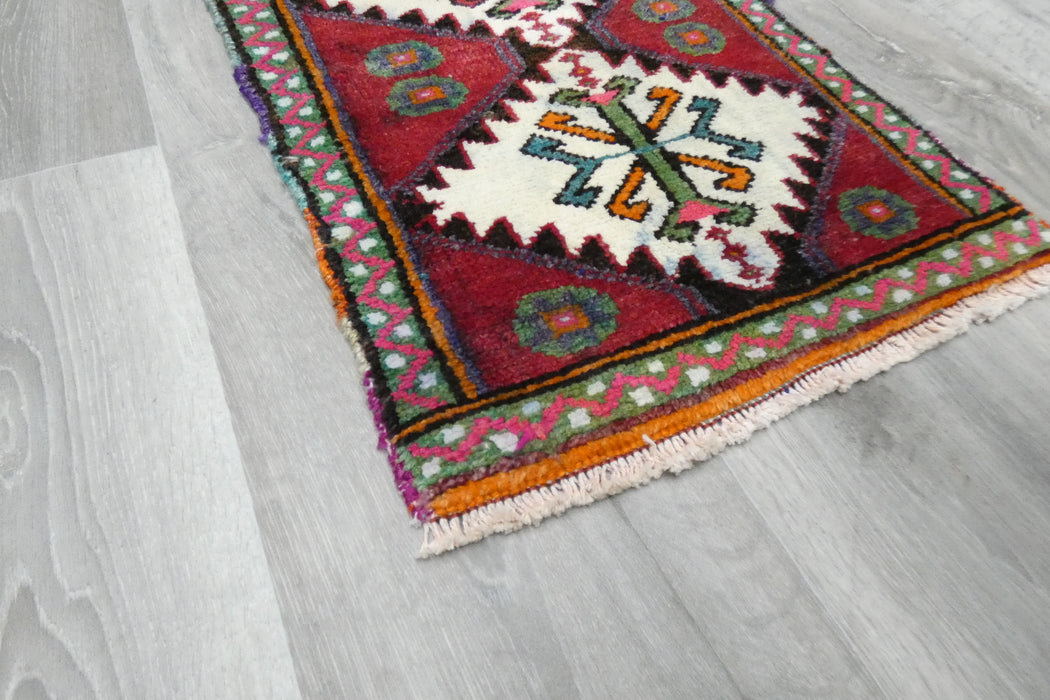 Vintage Hand Knotted Anatolian Turkish Rug Size: 86 x 42cm- Rugs Direct 