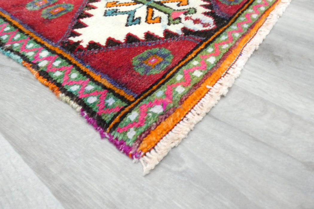 Vintage Hand Knotted Anatolian Turkish Rug Size: 86 x 42cm- Rugs Direct 