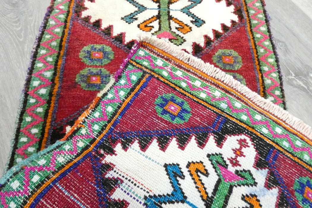 Vintage Hand Knotted Anatolian Turkish Rug Size: 86 x 42cm- Rugs Direct 
