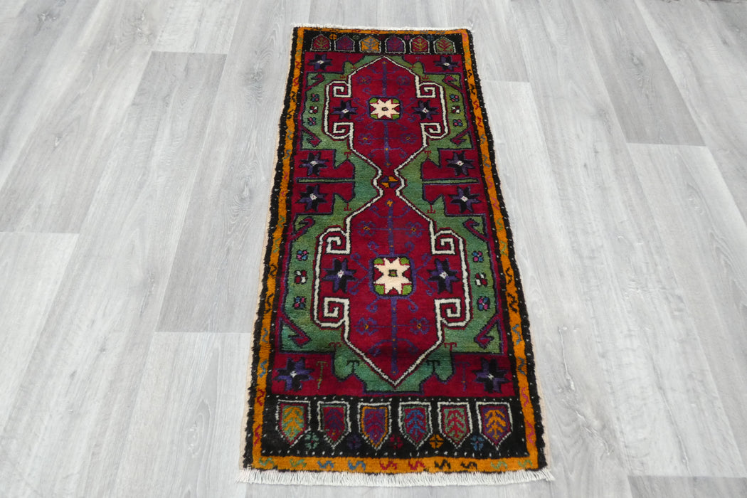 Vintage Hand Knotted Anatolian Turkish Rug Size: 112 x 50cm- Rugs Direct 