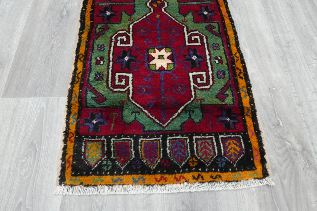 Vintage Hand Knotted Anatolian Turkish Rug Size: 112 x 50cm- Rugs Direct 