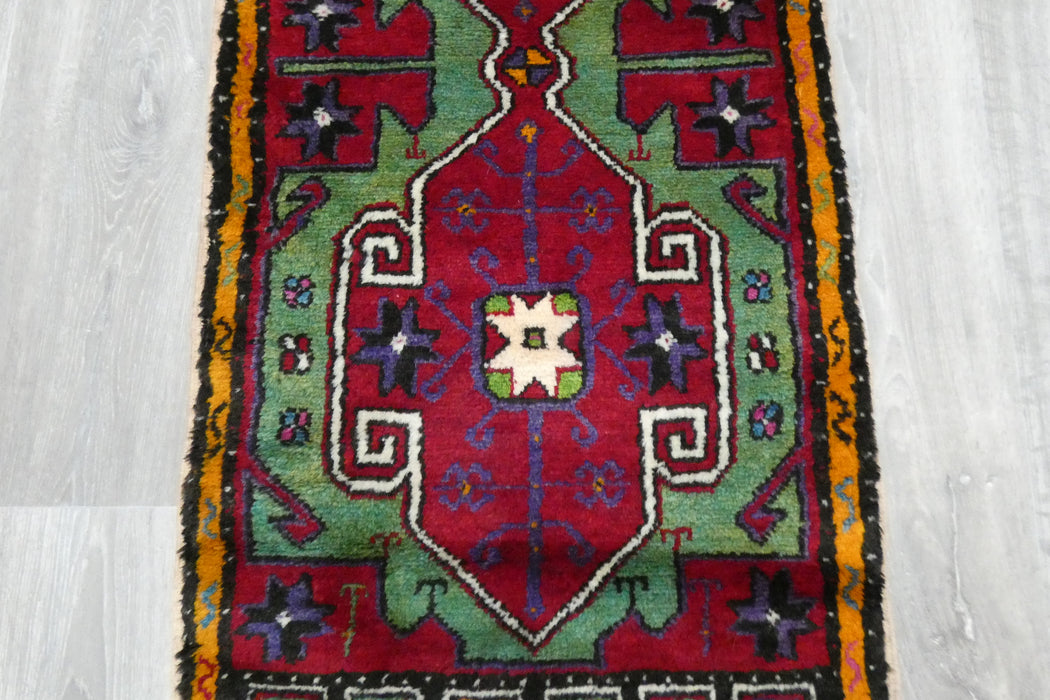 Vintage Hand Knotted Anatolian Turkish Rug Size: 112 x 50cm- Rugs Direct 