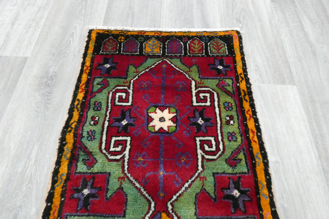 Vintage Hand Knotted Anatolian Turkish Rug Size: 112 x 50cm- Rugs Direct 