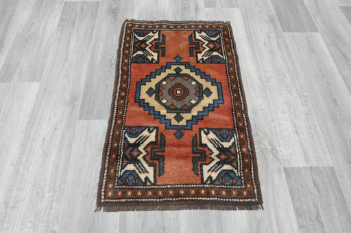 Vintage Hand Knotted Anatolian Turkish Rug Size: 92 x 58cm- Rugs Direct 