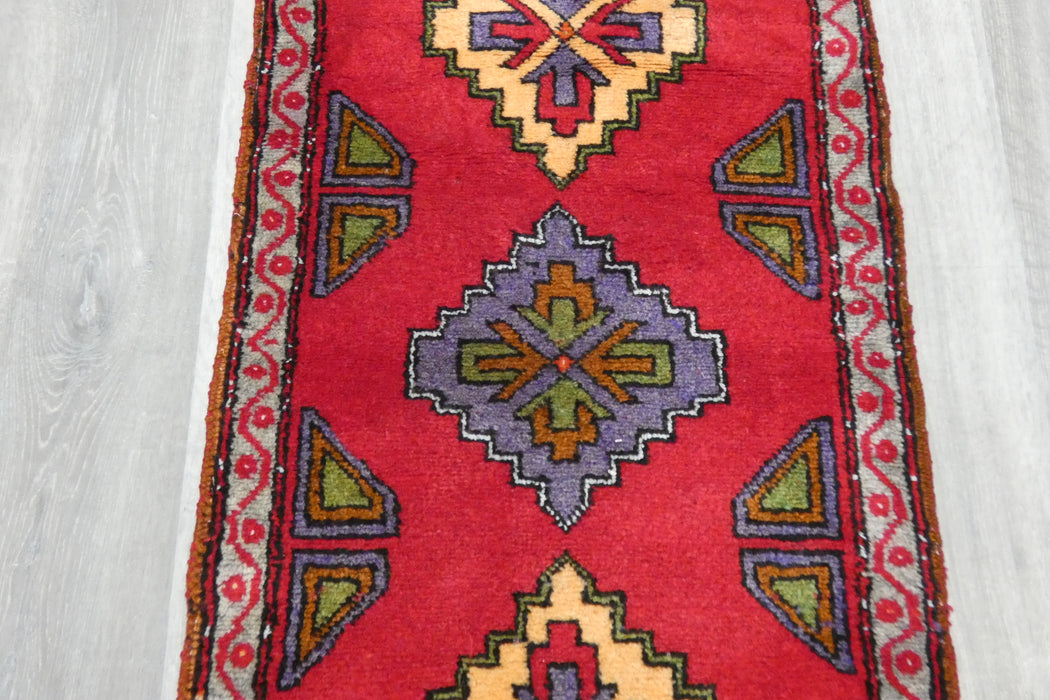 Vintage Hand Knotted Anatolian Turkish Rug Size: 97 x 50cm - Rugs Direct 