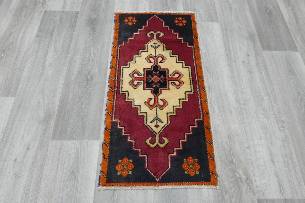 Vintage Hand Knotted Anatolian Turkish Rug Size: 94 x 47cm- Rugs Direct
