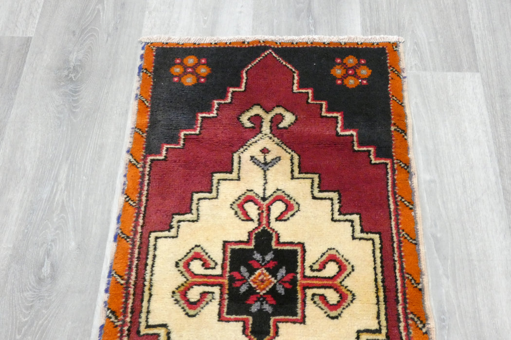 Vintage Hand Knotted Anatolian Turkish Rug Size: 94 x 47cm- Rugs Direct
