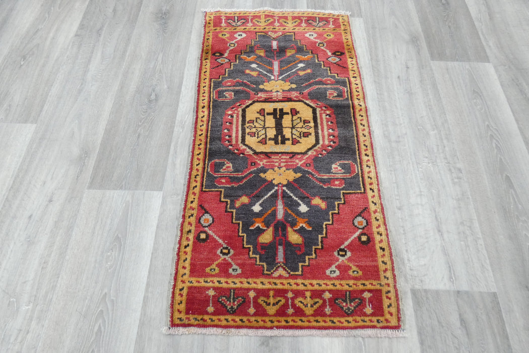 Vintage Hand Knotted Anatolian Turkish Rug Size: 103 x 53cm- Rugs Direct 