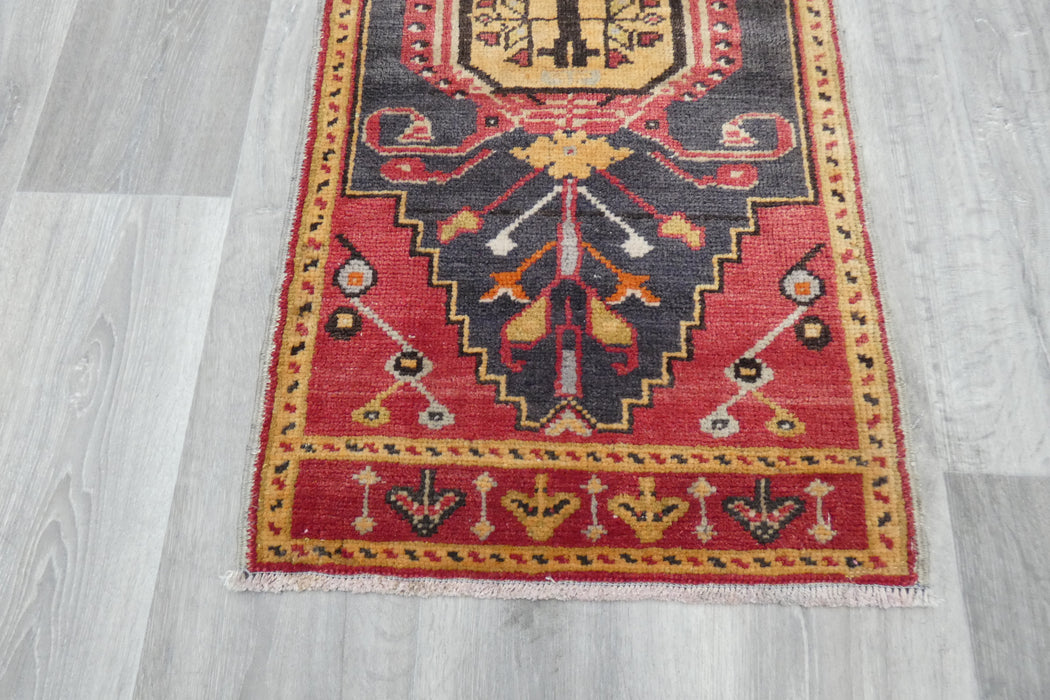 Vintage Hand Knotted Anatolian Turkish Rug Size: 103 x 53cm- Rugs Direct 