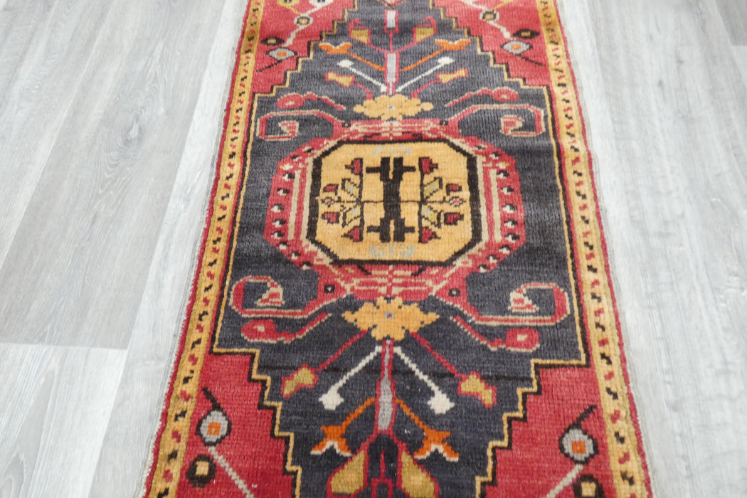 Vintage Hand Knotted Anatolian Turkish Rug Size: 103 x 53cm- Rugs Direct 