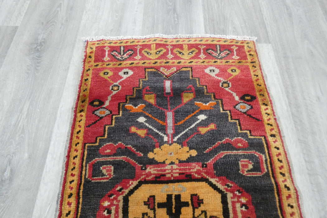 Vintage Hand Knotted Anatolian Turkish Rug Size: 103 x 53cm- Rugs Direct 