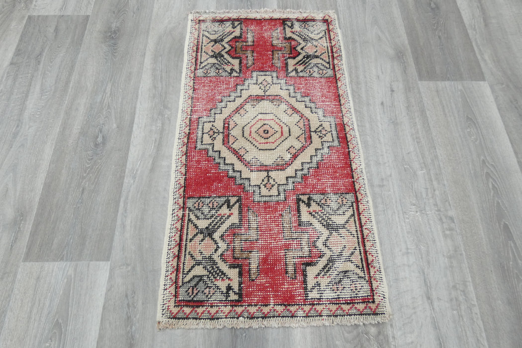 Vintage Hand Knotted Anatolian Turkish Rug Size: 90 x 50cm- Rugs Direct 