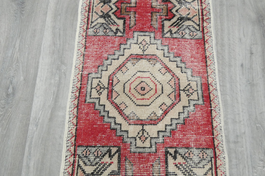 Vintage Hand Knotted Anatolian Turkish Rug Size: 90 x 50cm- Rugs Direct 