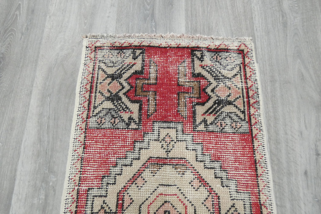 Vintage Hand Knotted Anatolian Turkish Rug Size: 90 x 50cm- Rugs Direct 