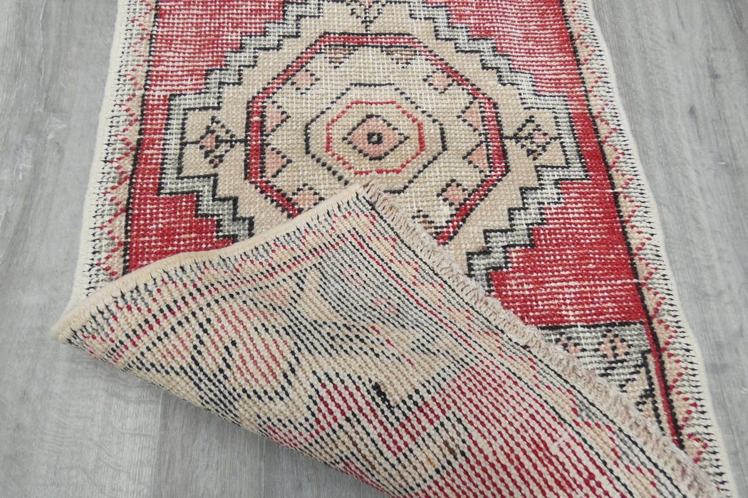 Vintage Hand Knotted Anatolian Turkish Rug Size: 90 x 50cm- Rugs Direct 