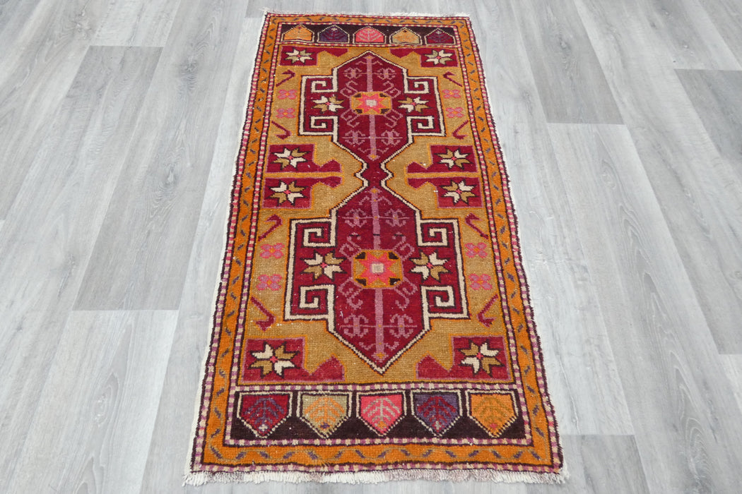 Vintage Hand Knotted Anatolian Turkish Rug Size: 120 x 62cm- Rugs Direct 