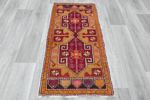 Vintage Hand Knotted Anatolian Turkish Rug Size: 120 x 62cm- Rugs Direct 