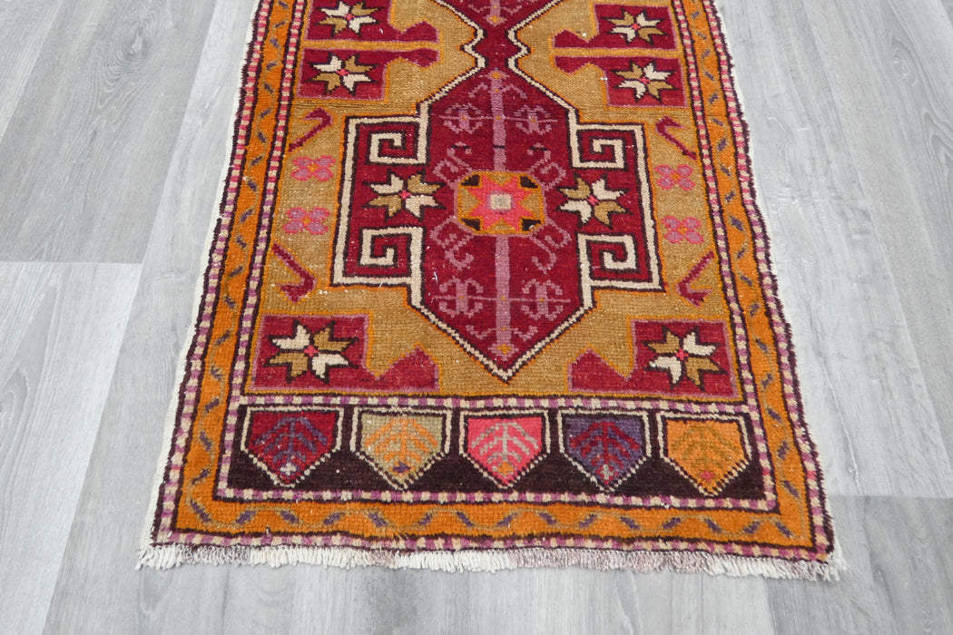 Vintage Hand Knotted Anatolian Turkish Rug Size: 120 x 62cm- Rugs Direct 