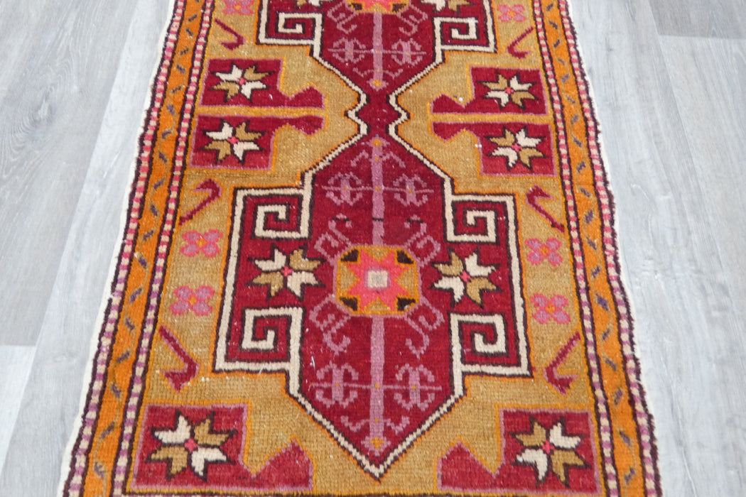 Vintage Hand Knotted Anatolian Turkish Rug Size: 120 x 62cm- Rugs Direct 